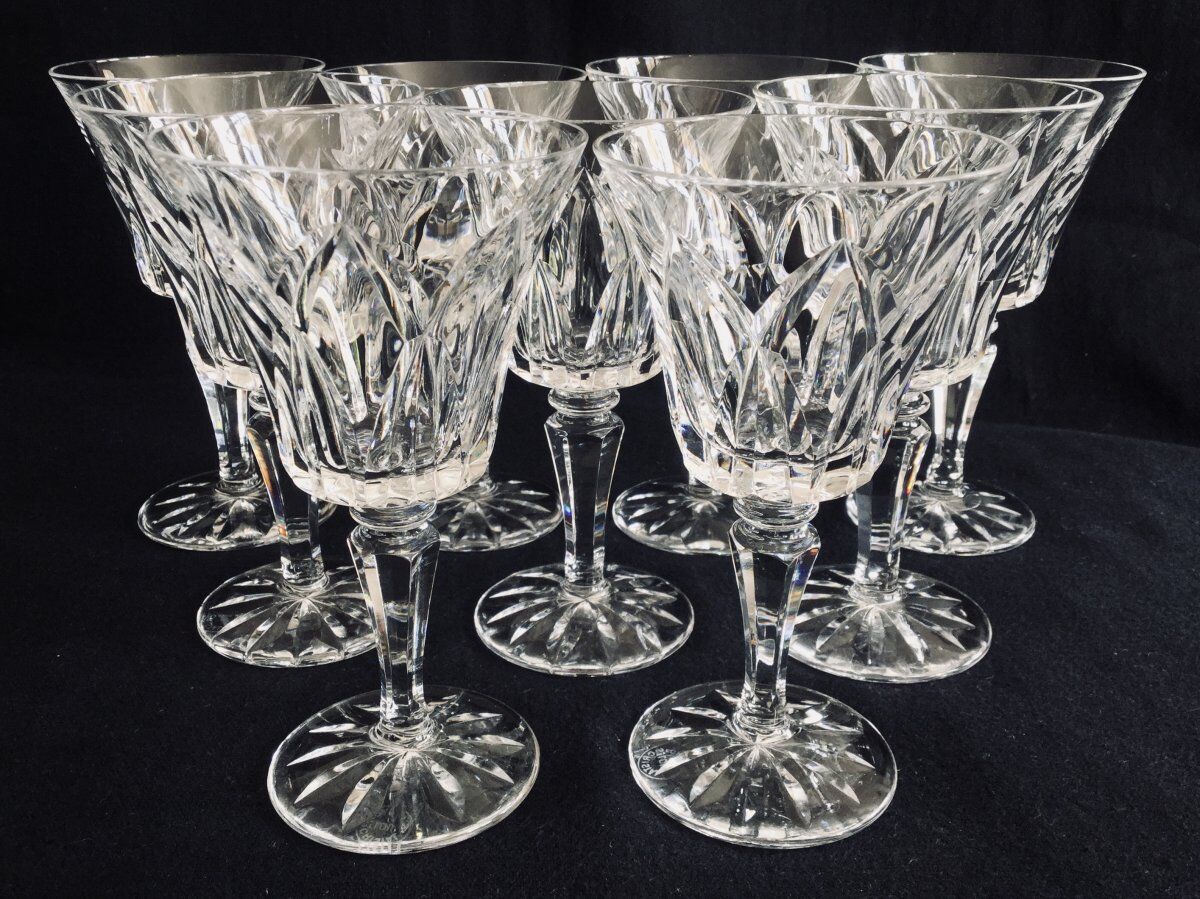 Set of 9 glasses of white wine in crystal of Saint Louis camargue model