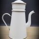 White enamelled teapot coffee maker