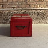 Red wooden trunk with floral patterns