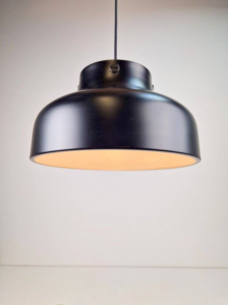 Mid-Century Modern Danish Black Jumbo Pendant Lamp by Uniline for Nordisk Solar, 1960s