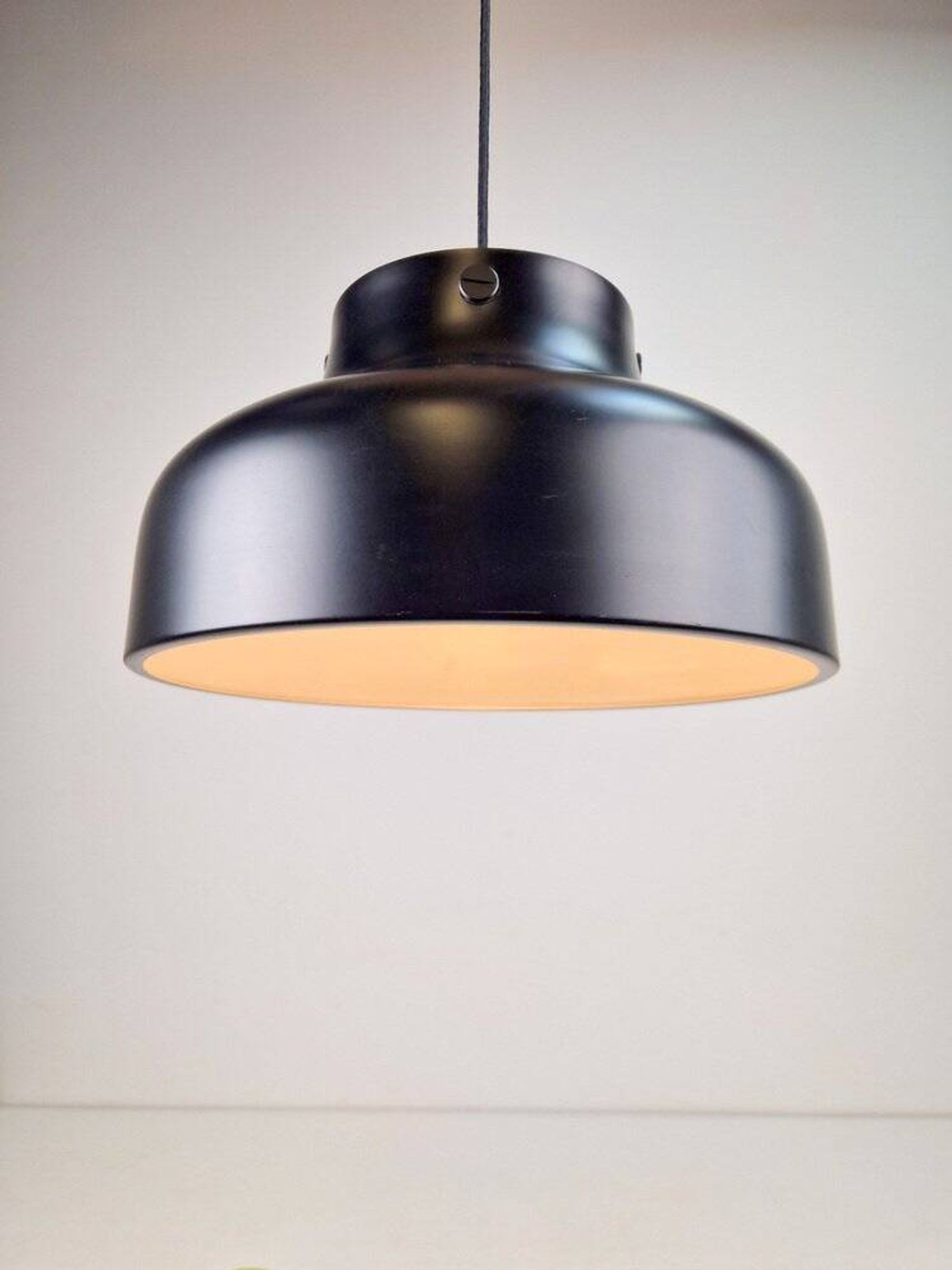 Mid-Century Modern Danish Black Jumbo Pendant Lamp by Uniline for Nordisk Solar, 1960s