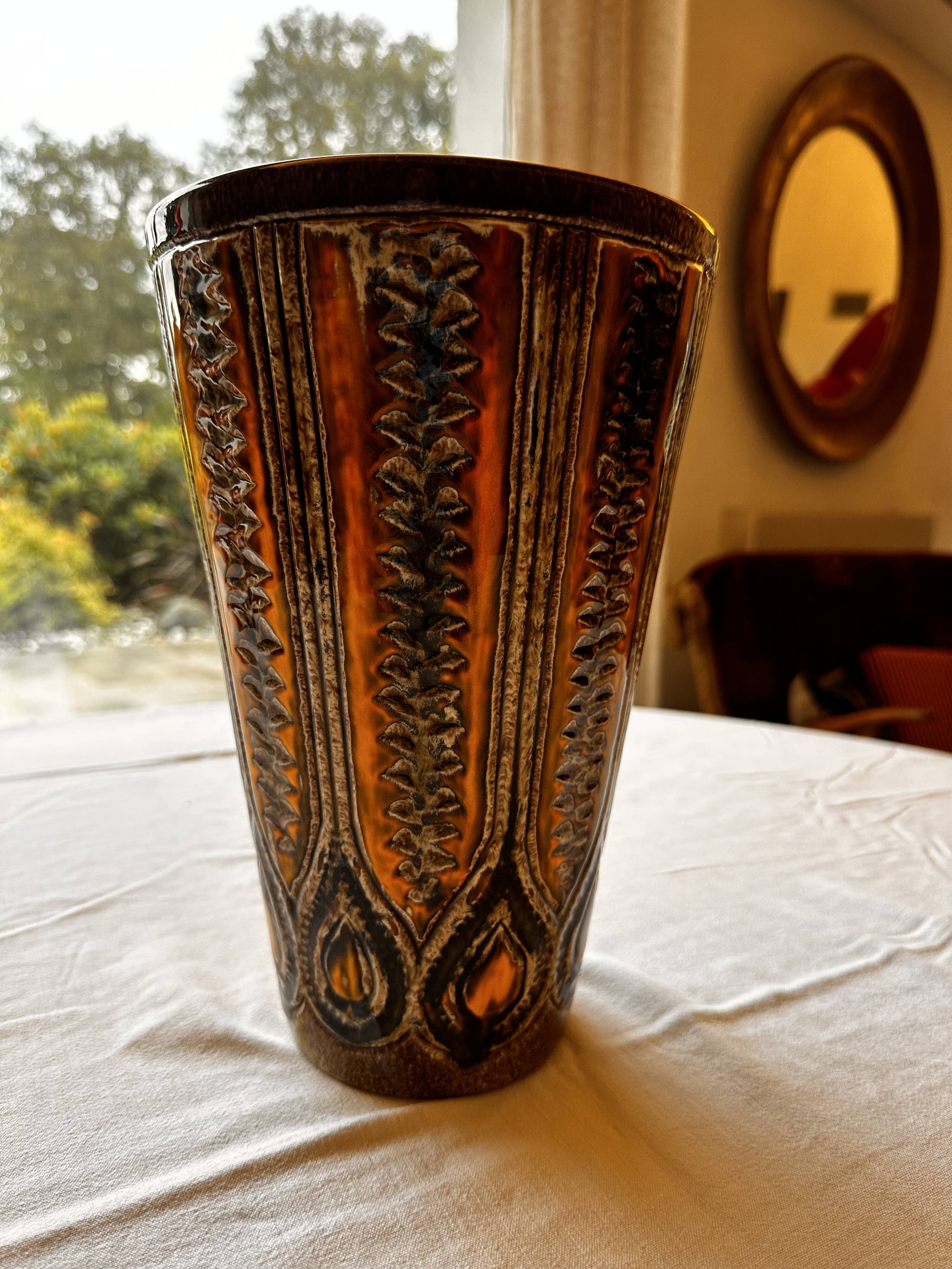 Ceramic frustoconical vase by Jean Varoqueaux for Périgord pottery