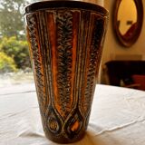 Ceramic frustoconical vase by Jean Varoqueaux for Périgord pottery