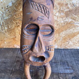 Sculpture African Mask Handcrafted Carved Wood Vintage #D882