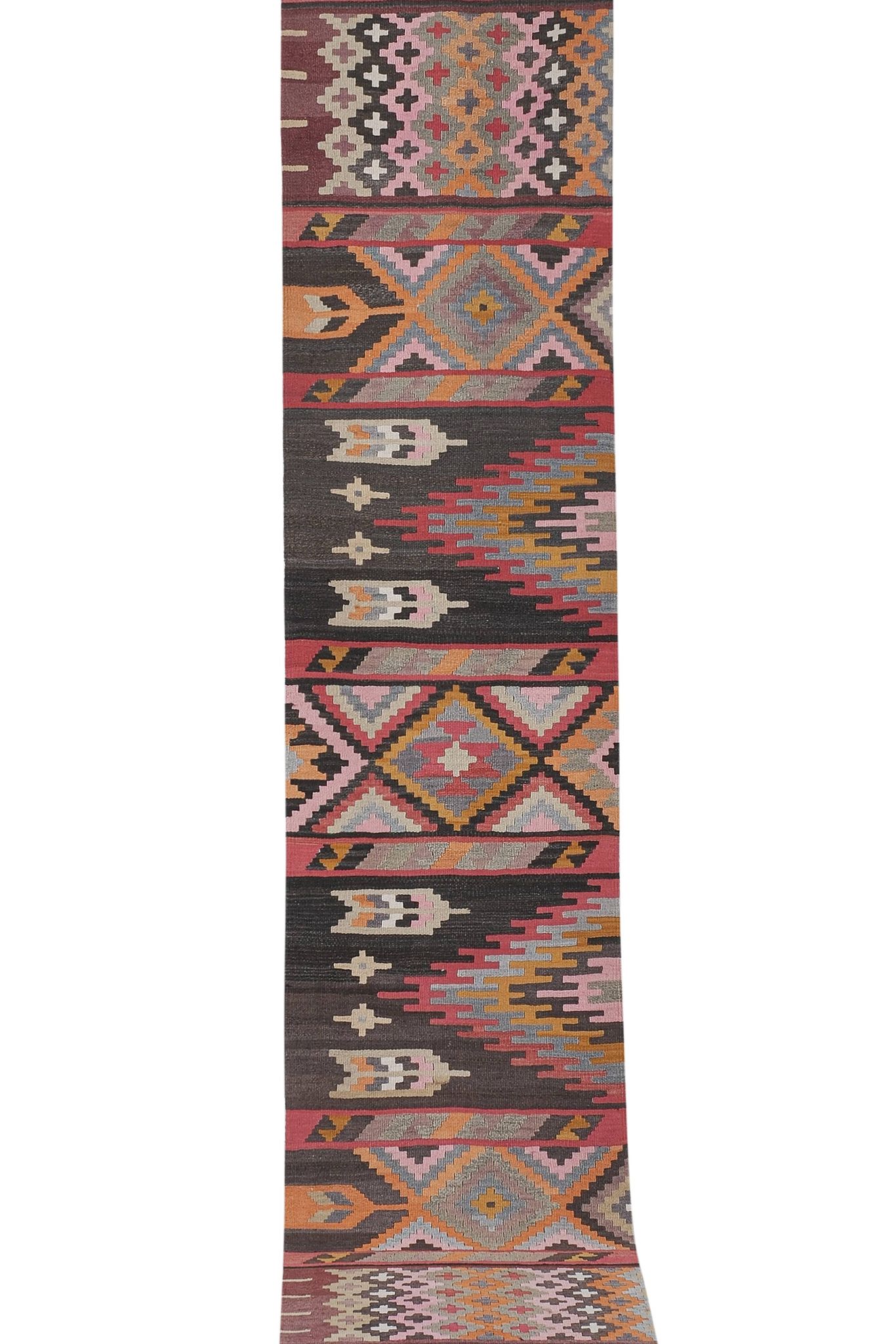 Tapis vintage turc de oushak tissé à la main 77x387 cm