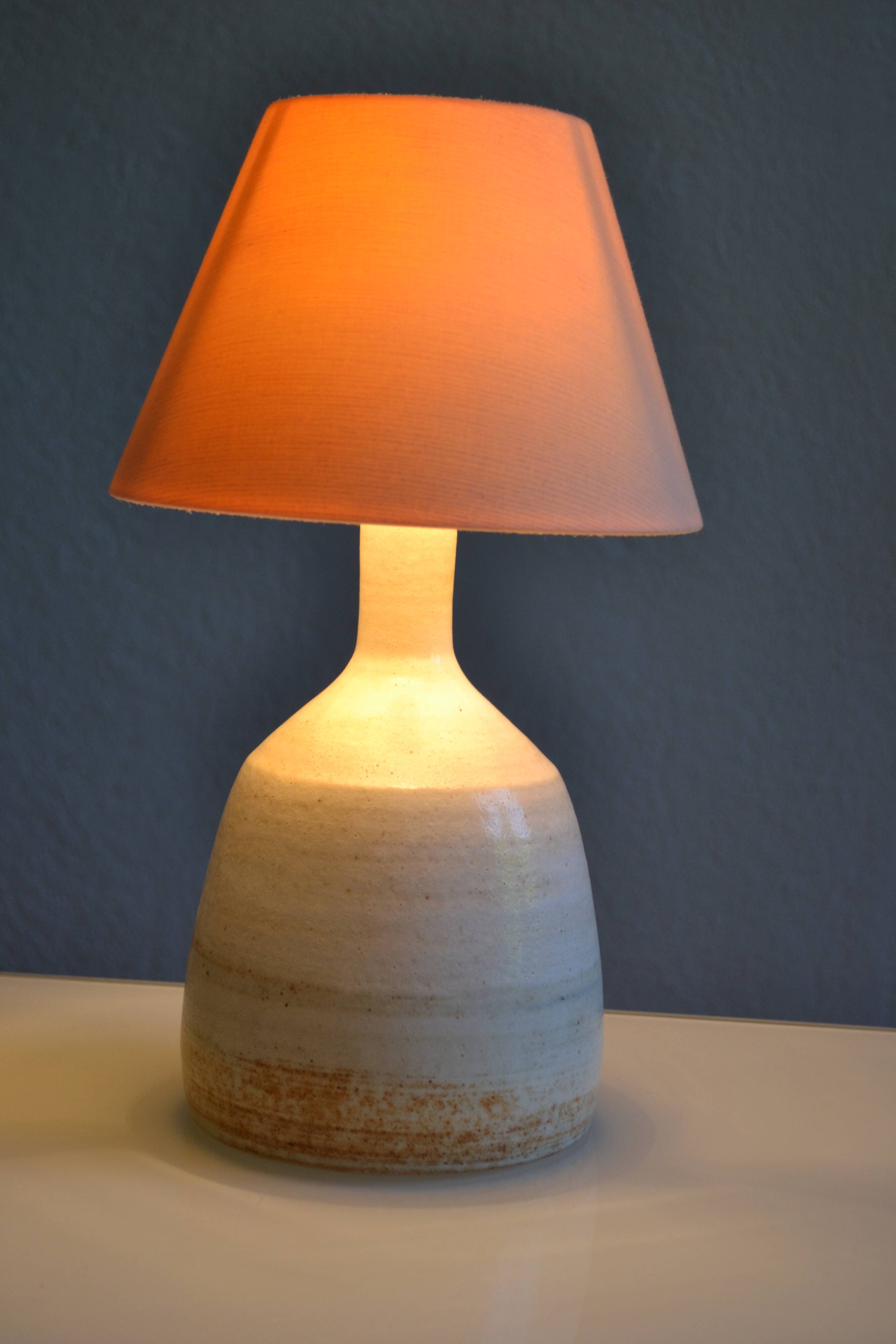 terracotta lamp base, modernist stoneware, France, 1970s