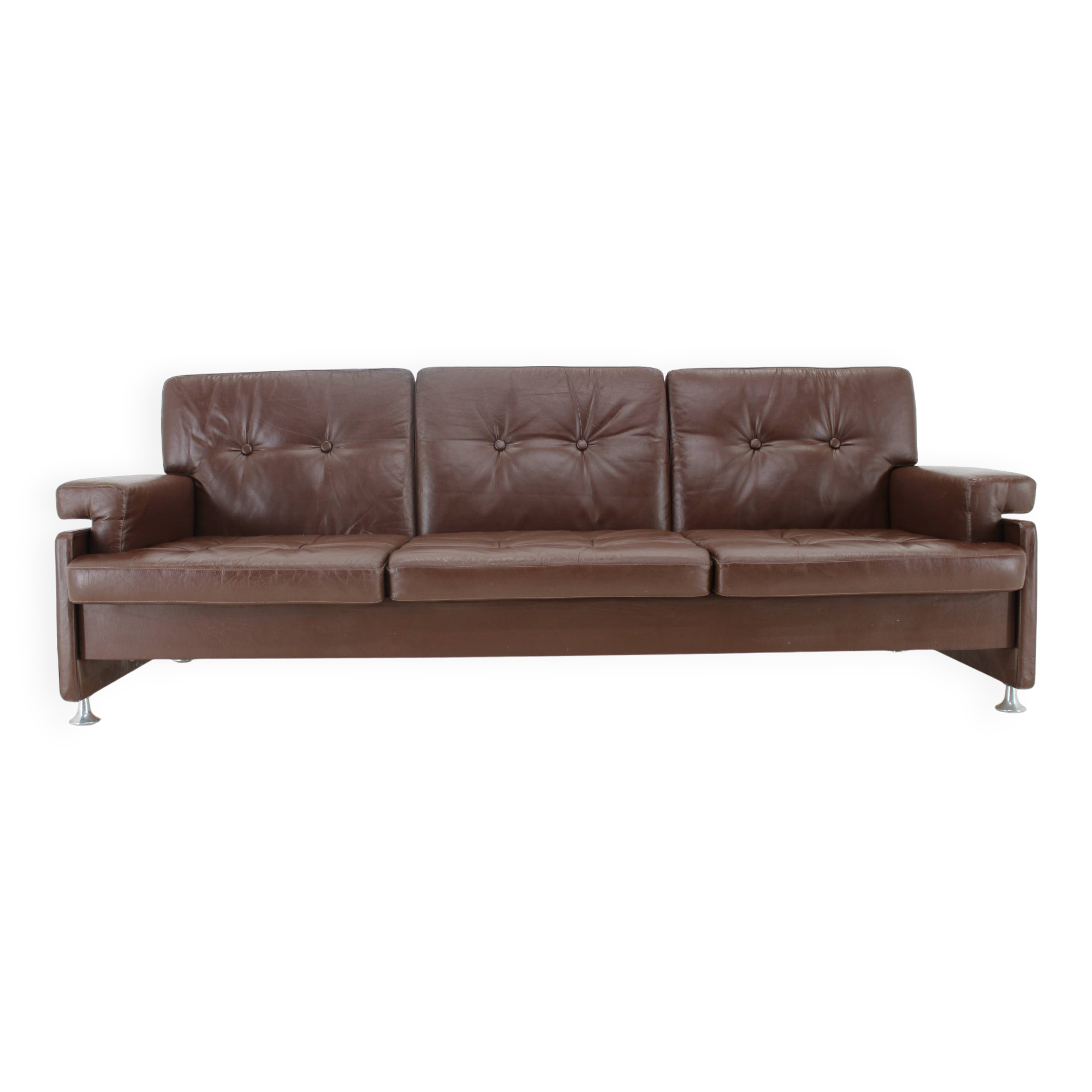 Design Leather Folding Sofa by Arch. Spicka, 1970s, Czechoslovakia