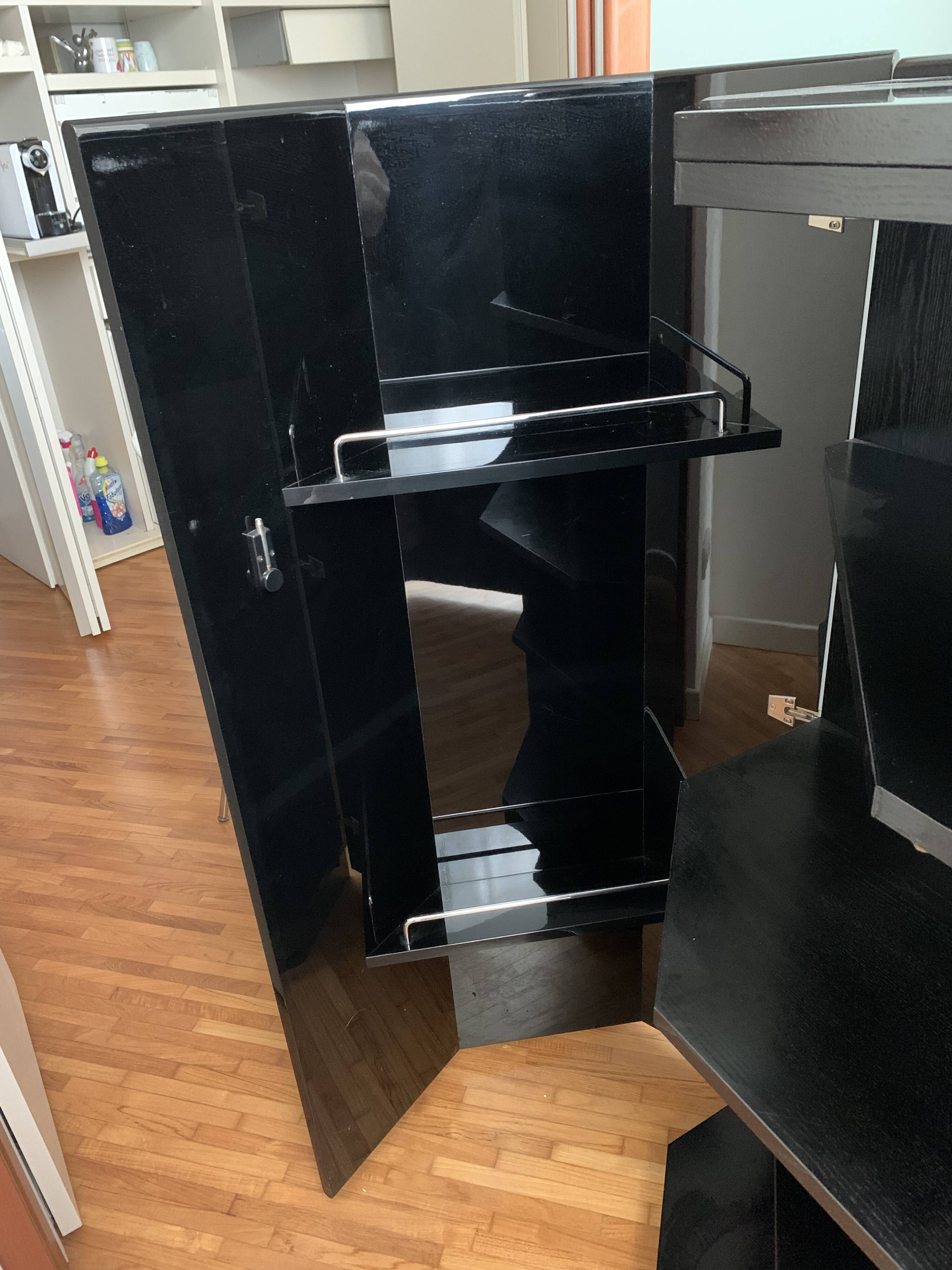 Black lacquered cabinet by Kazuhide Takahama for Cassina, 1980