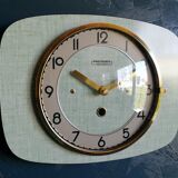 Vintage formica clock silent rectangular wall clock "Manufrance green"