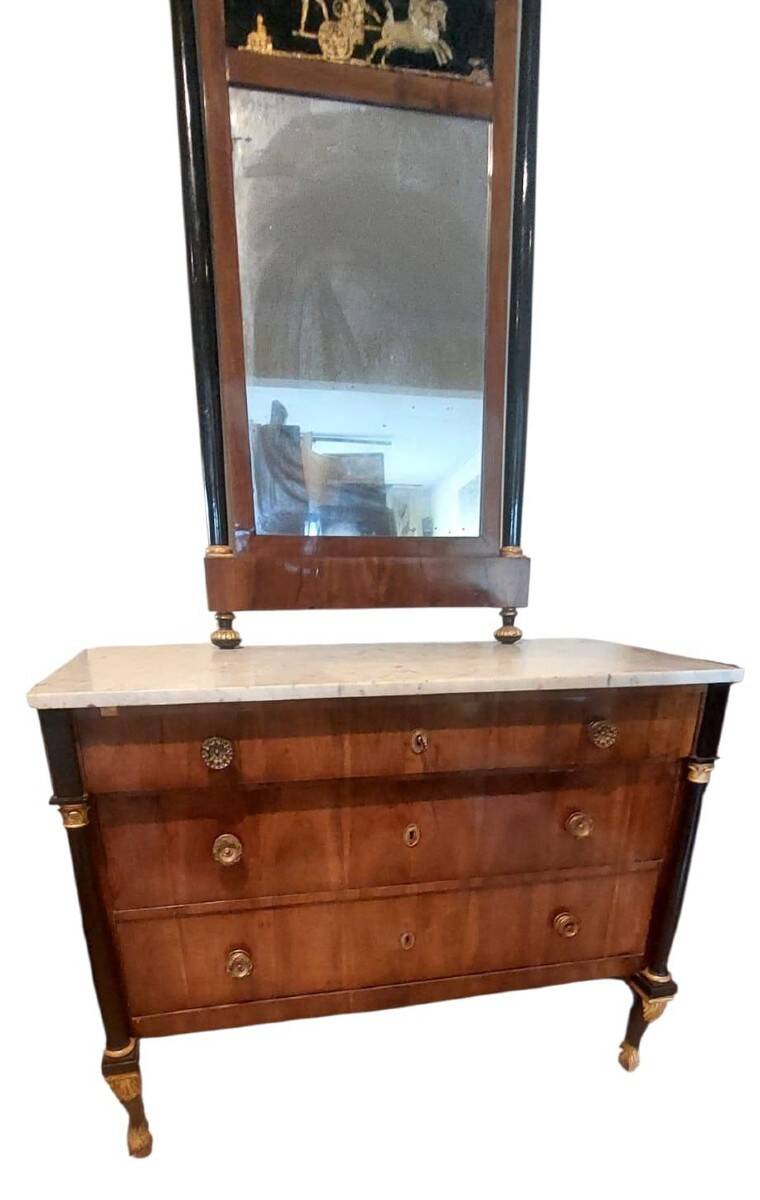 Commode Empire avec miroir - Italie du début du XIXe siècle (Lucca)