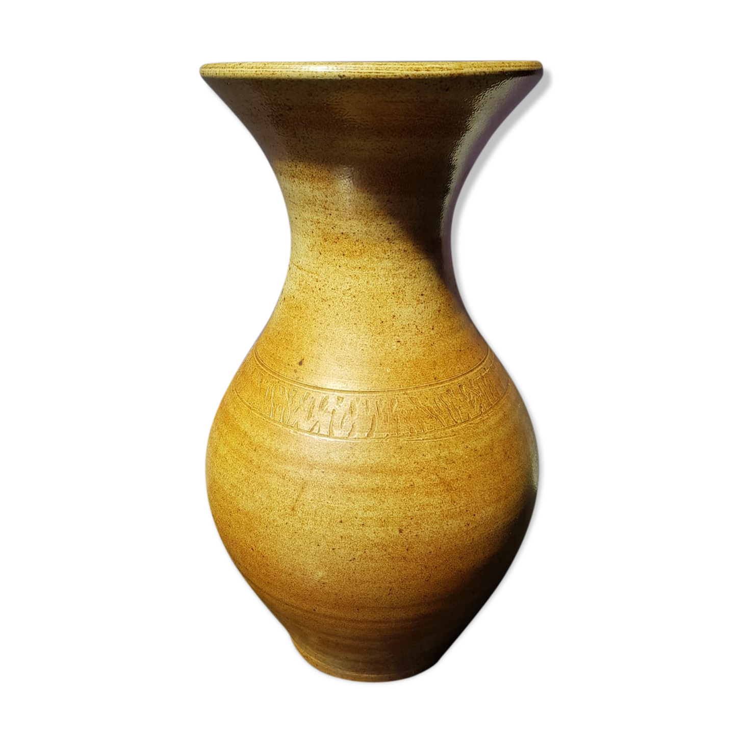 Vase Old Sandstone Brown Beige Décor Chisled Col Corolla Deco Vintage