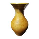 Vase ancien grès marron beige décor ciselé col corolle déco vintage