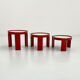 Set of 3 red nesting tables by Gianfranco Frattini for Cassina, 1970