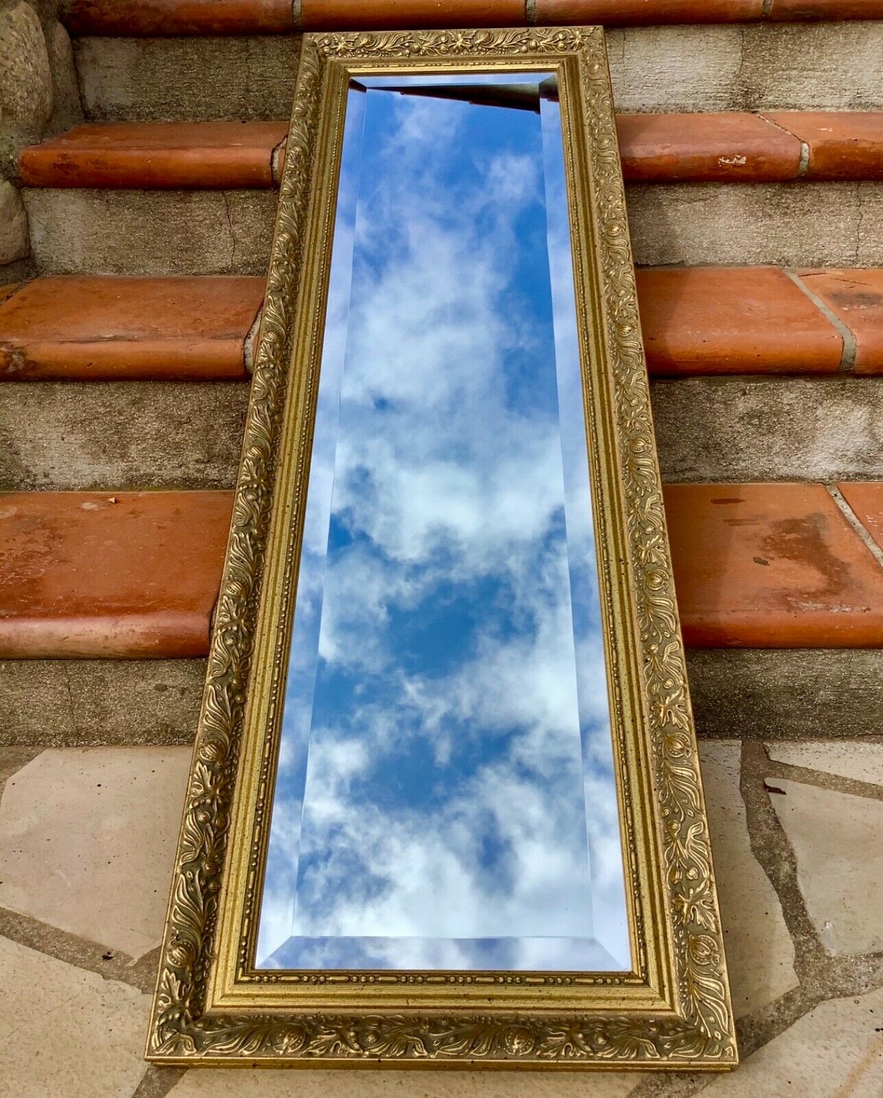 Napoleon III bevelled ice mirror 132x42cm