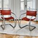 PAIR OF LEATHER AND CHROME ARMCHAIRS MR20 FROM THE 1970s MODEL BY MIES VAN DER