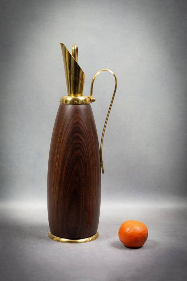 Aldo Tura - Pichet vintage en bois et laiton – Italie, vers 1950