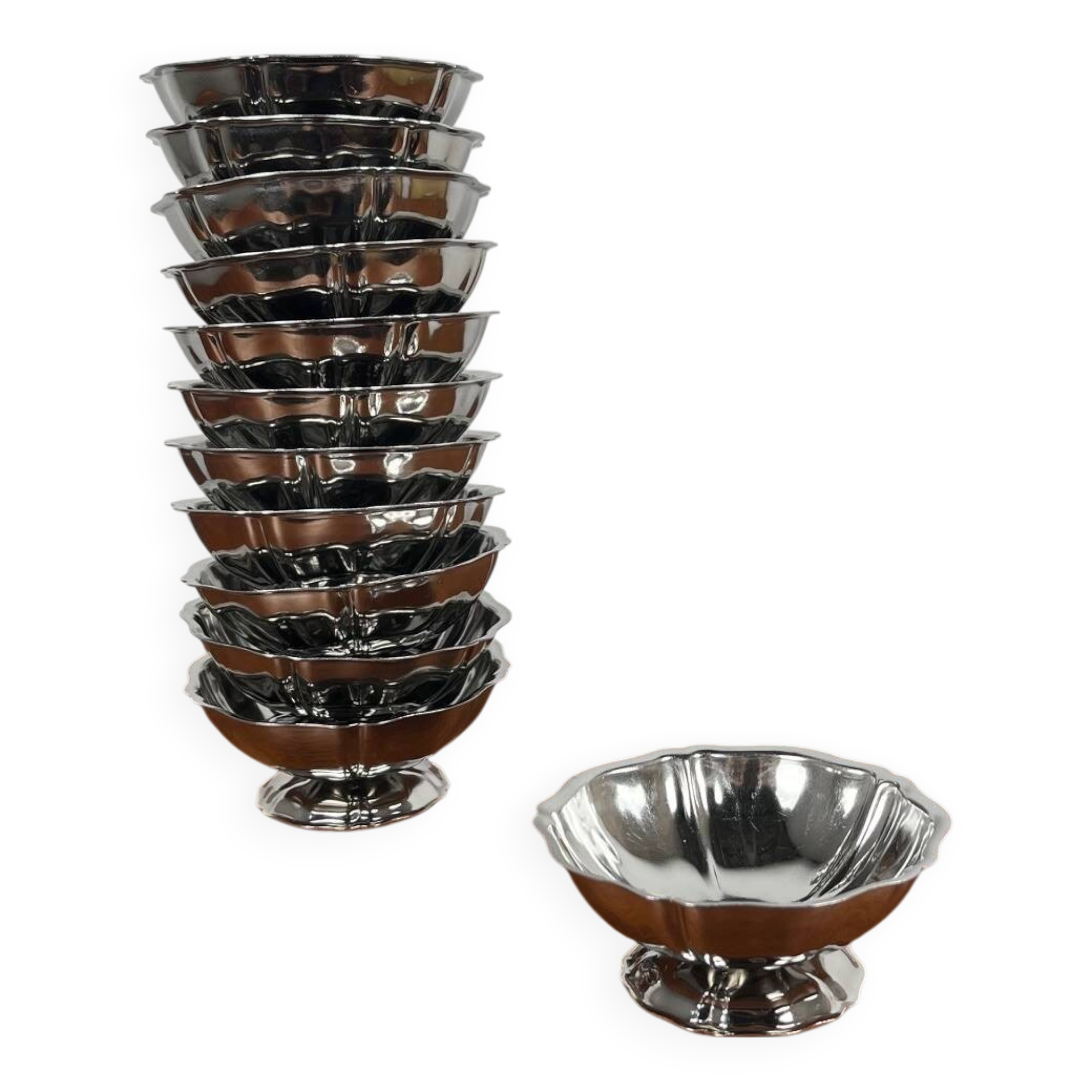 Set of 12 stainless steel ice cream cups