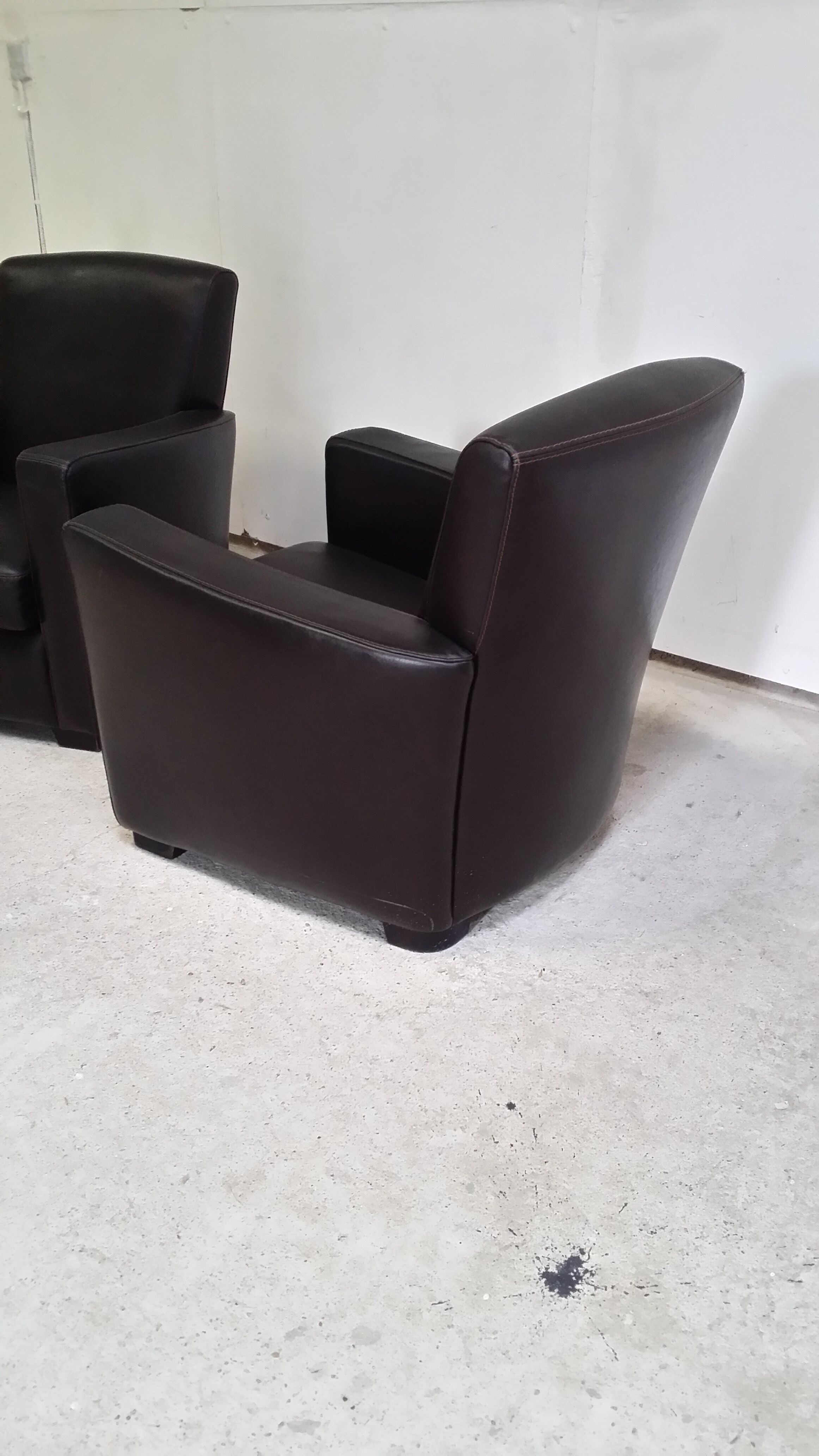 Pair of leather club armchairs