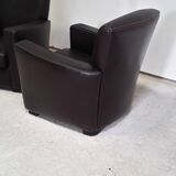 Pair of leather club armchairs