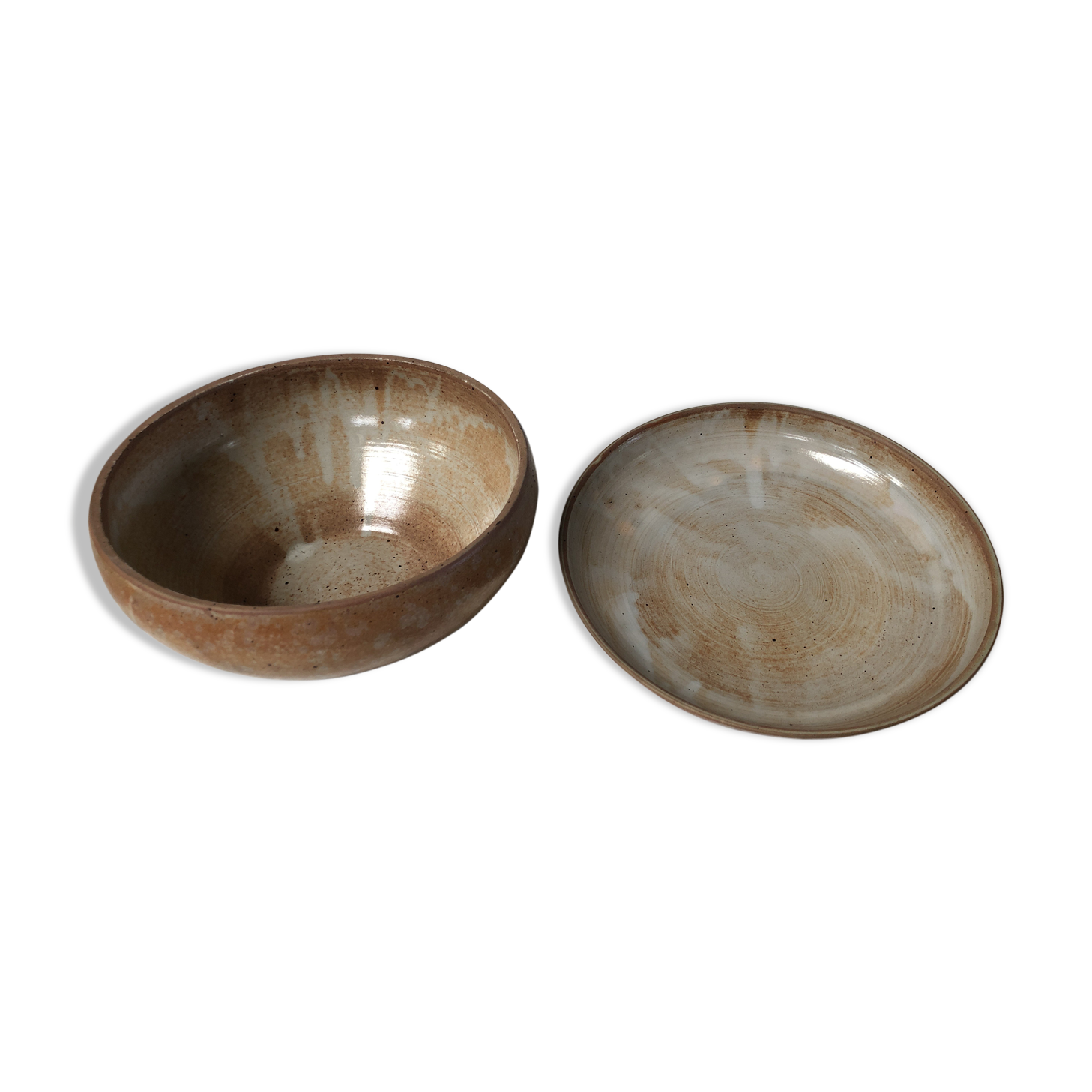 Ensemble de 2 plats en grès vintage