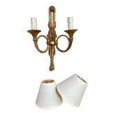 "50s hunting horn wall light, clip-on lampshades"