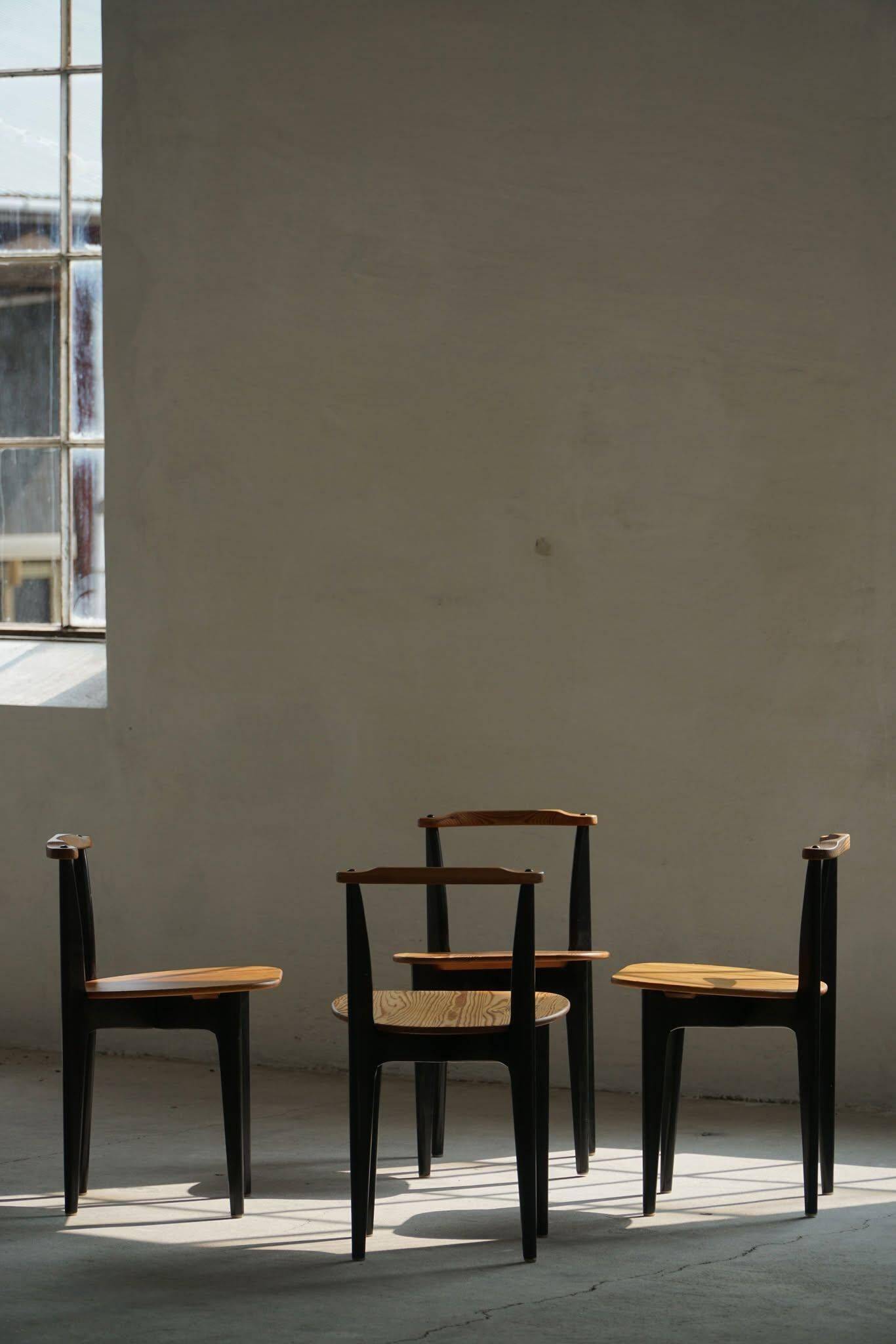 Set of 4 'Thema' chairs in pine by Yngve Ekström, Swedese, Modern Swedish, 1954