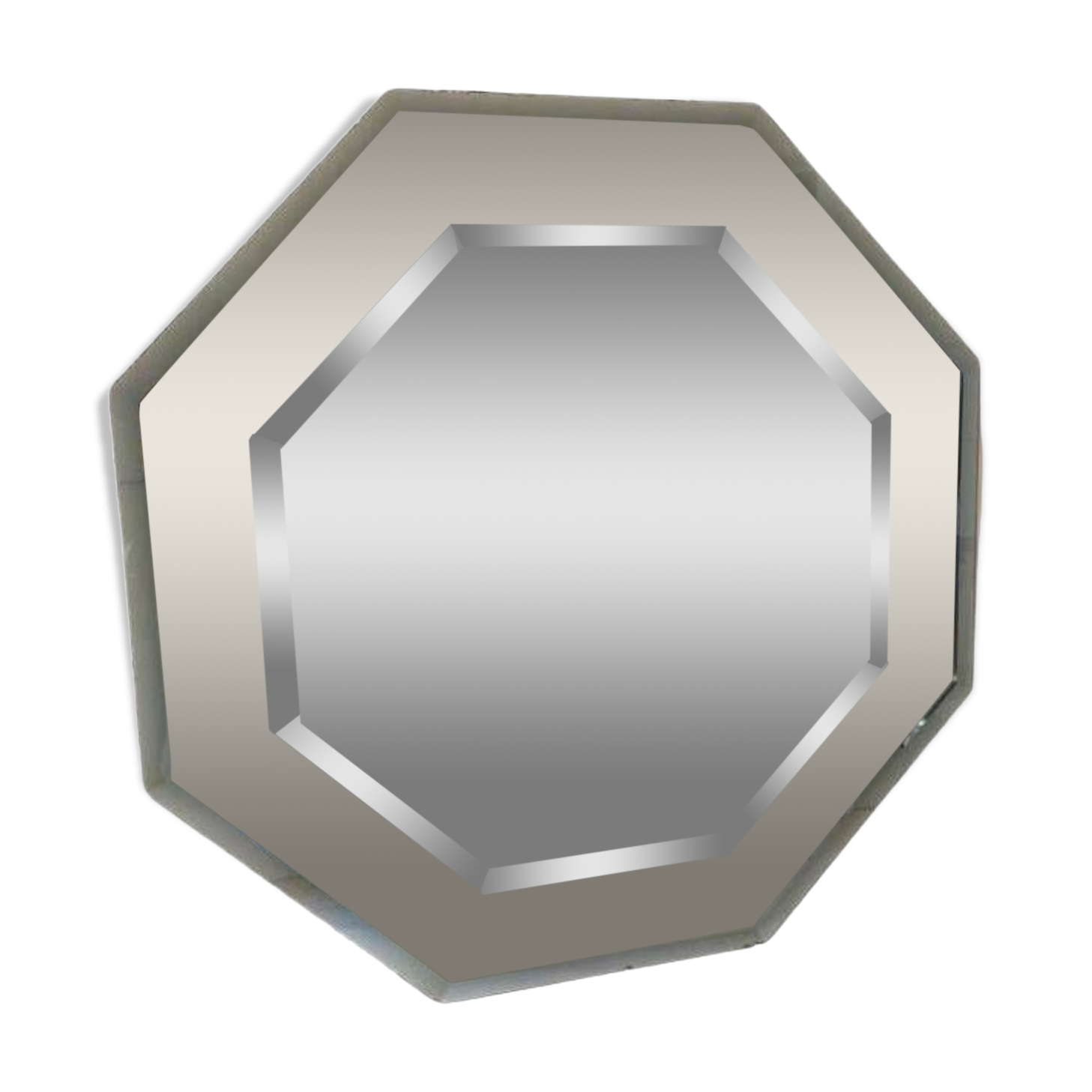 Vintage octagonal mirror in beveled glass, Italy 1960 's