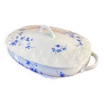 Soup tureen - Sologne porcelain - blue flower decoration