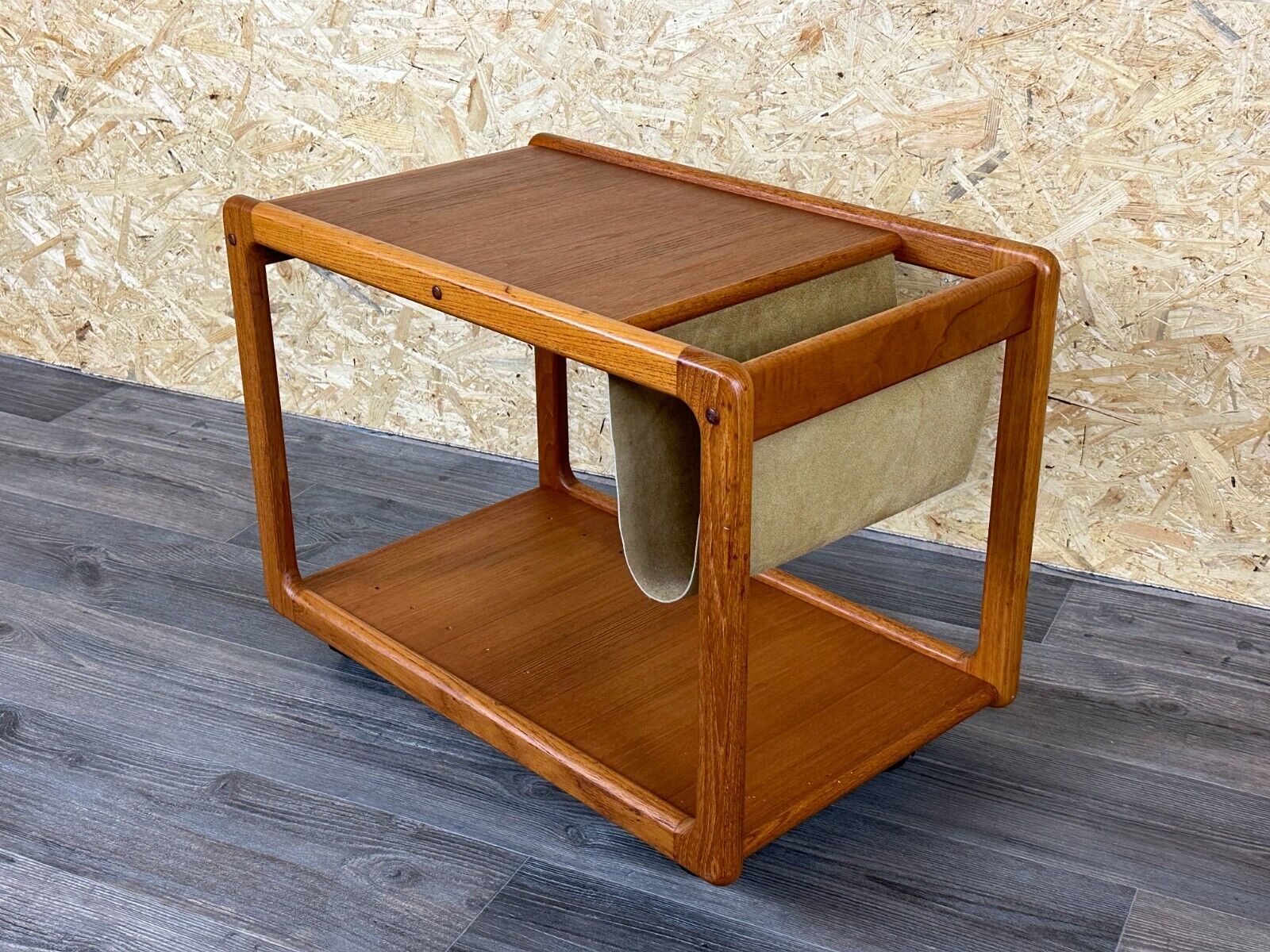 60s 70s teak table side table newspaper stand Danish Design Denmark