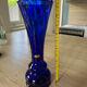 Cobalt blue blown glass vintage artisan vase, handmade, German.