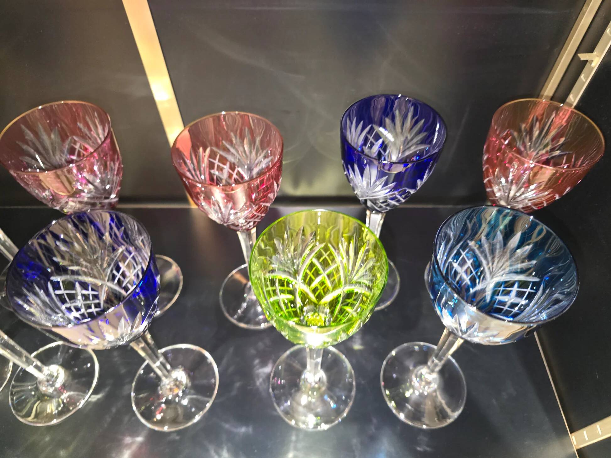 12 coloured cups / glasses Saint-Louis model Chantilly