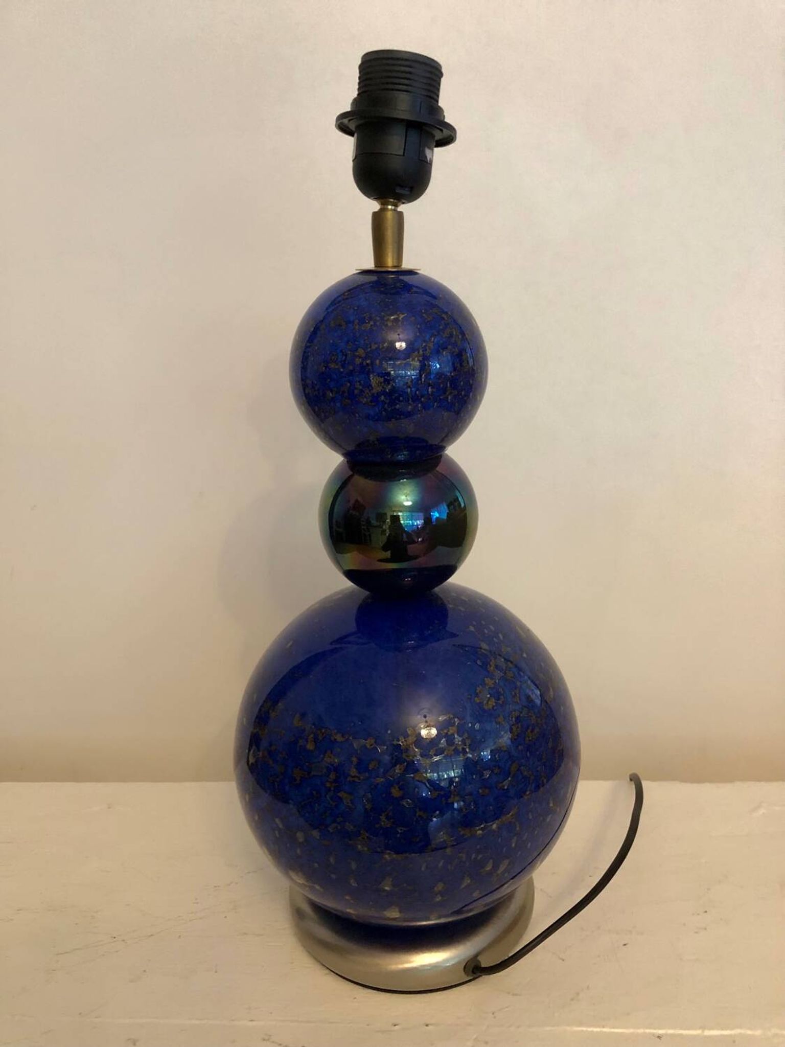Vintage blue and gold blown glass lamp from the 80s/90s