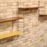 1960s shelf steel faux wood and gold chrome 4 uprights 184 cmx66x59x16 trace