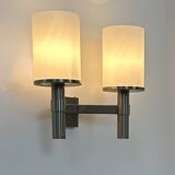 Perzel double wall light model 1141, metal and opaline, France, 1960.