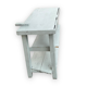 Light blue painted wooden workbench