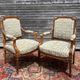 Pair of armchairs in natural wood louis xvi style xix century