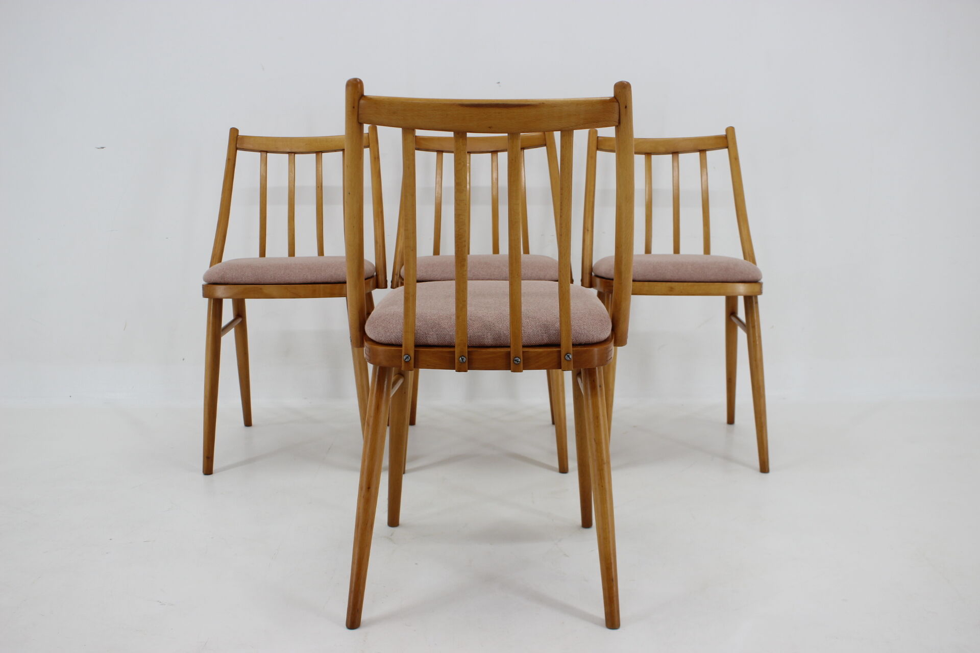 1970s Antonin Suman Beech Dining Chairs, Set of 4