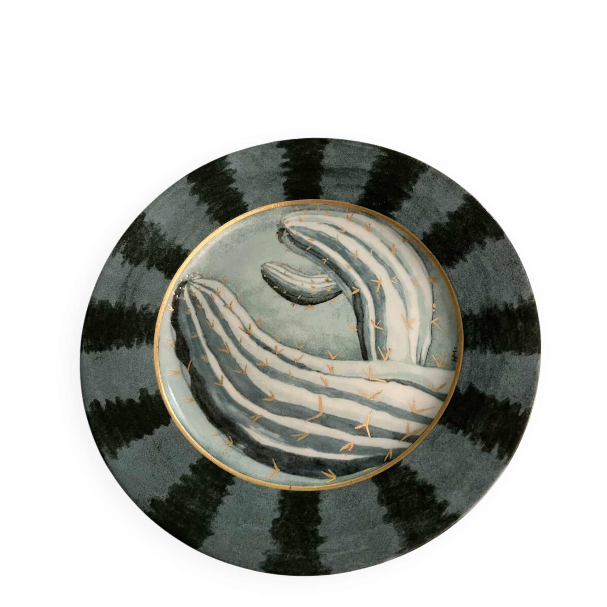 6 Cactus porcelain dessert plates by Hilton McConnico for Daum