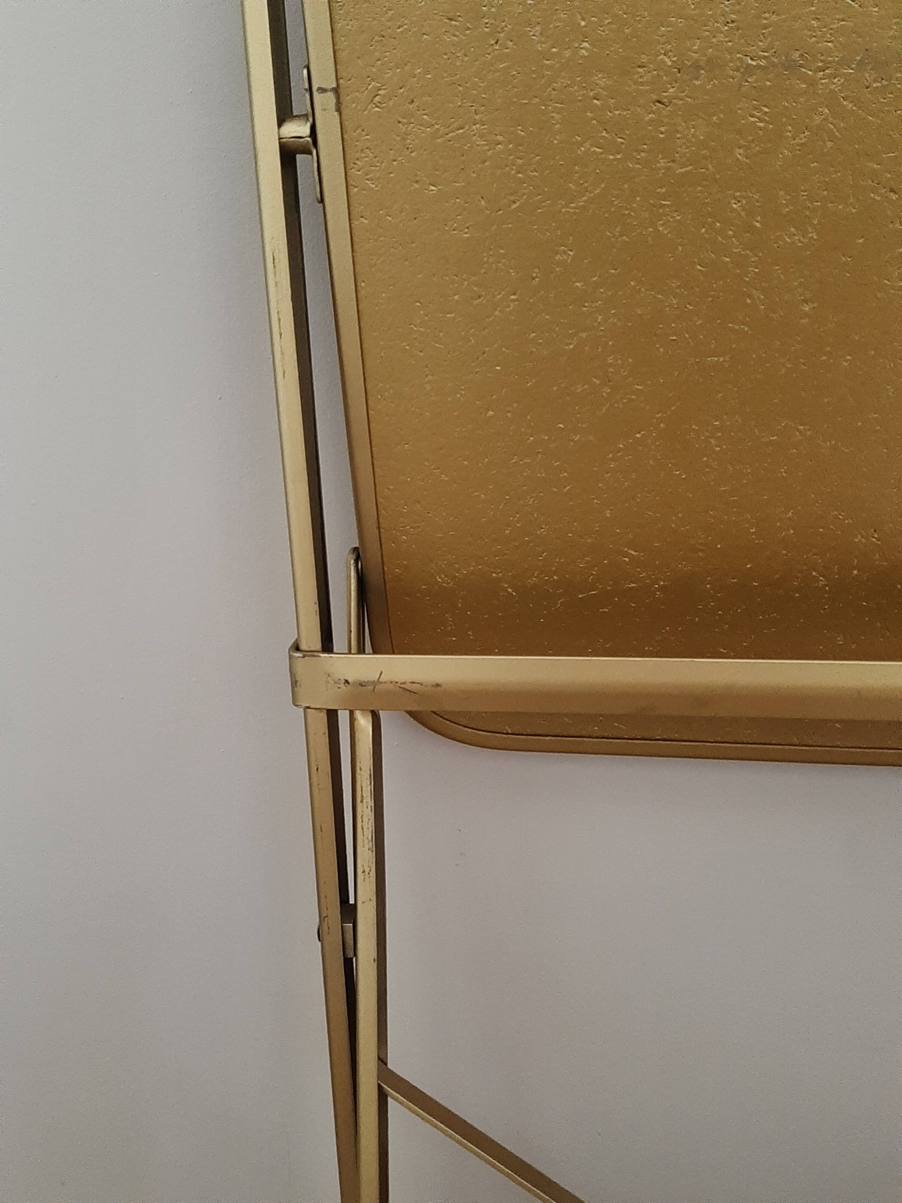 Lot de 4 chaises  pliantes - dossier et assise vert d'eau - structure métal doré -Chaisor