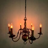 Vintage 6 Arm Brass Dutch Chandelier