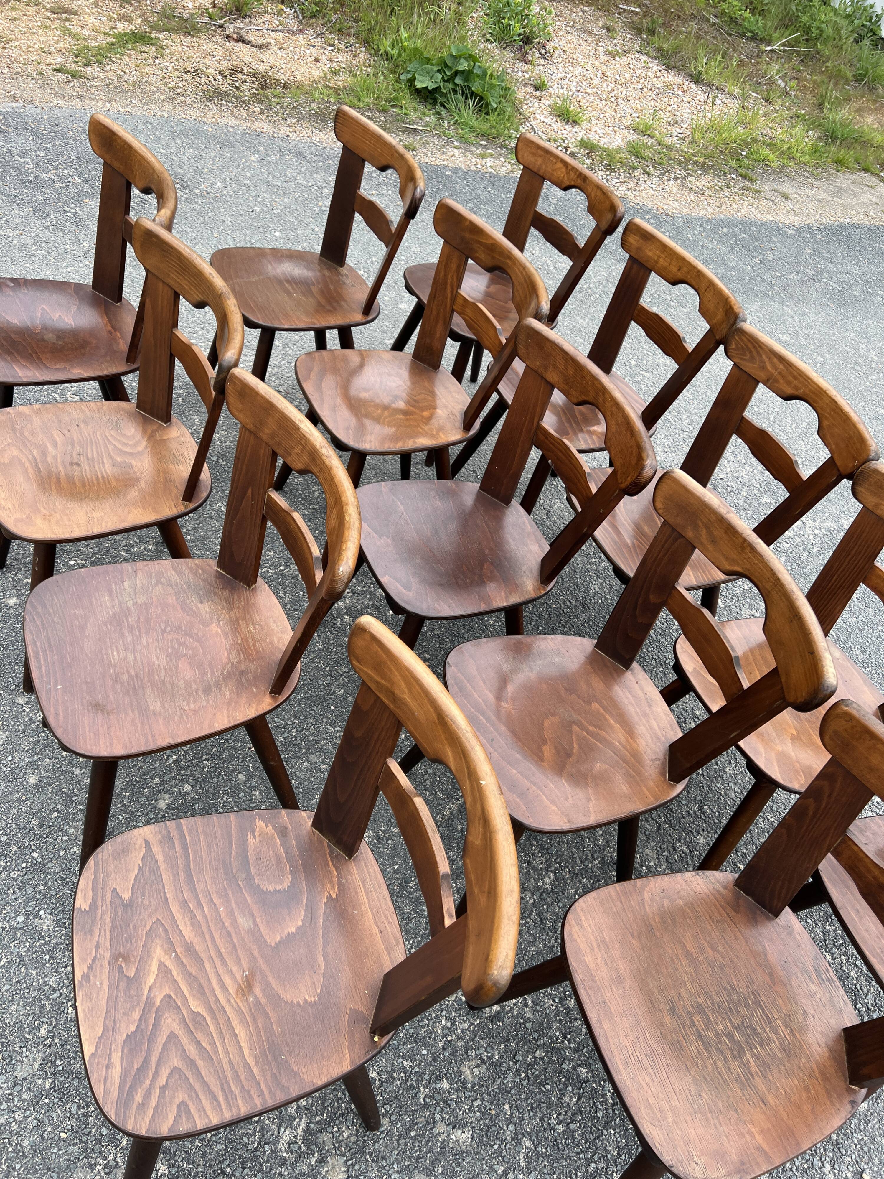 Set of 14 brutalist Scandinavian chairs
