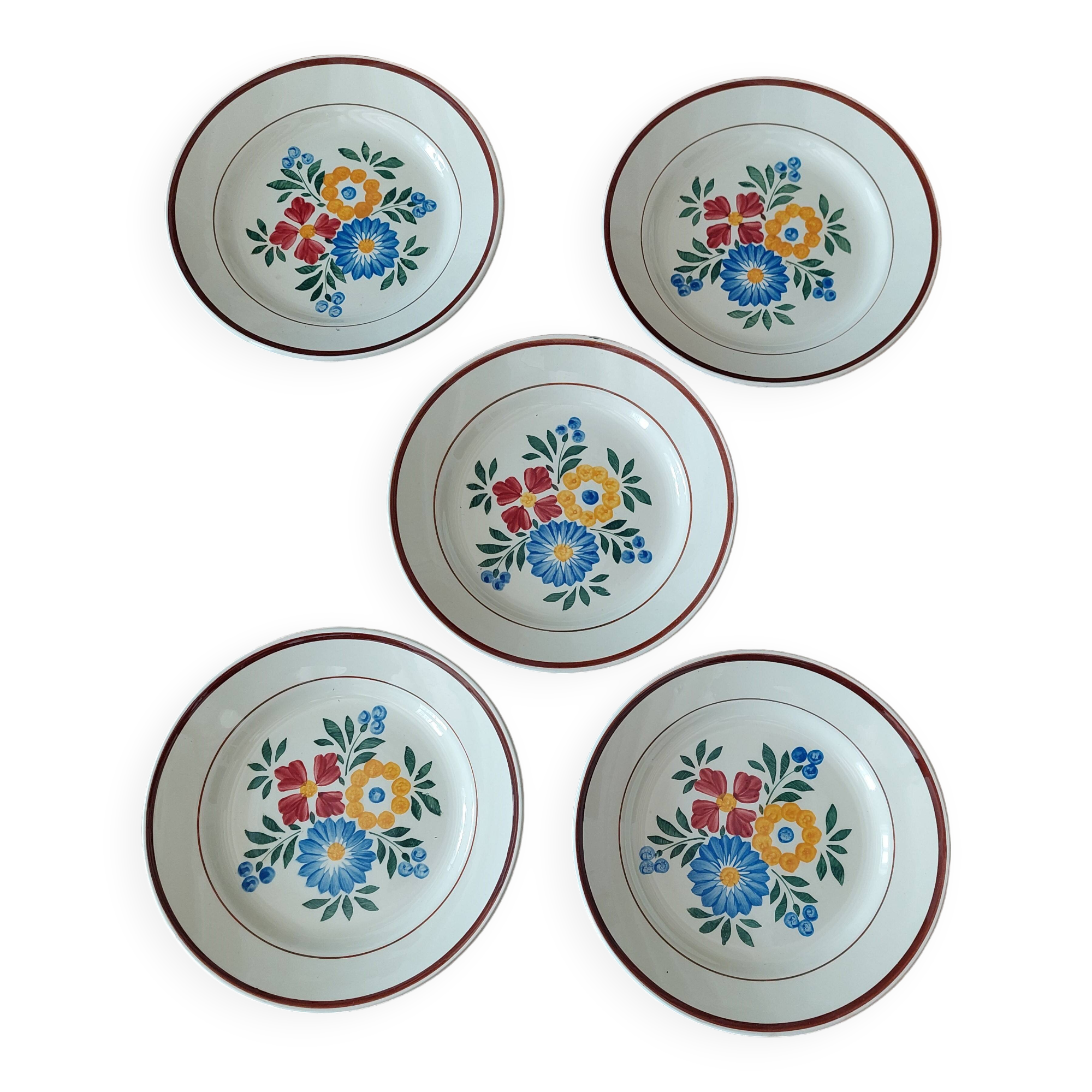 Flat plates set of five hbcm creil montereau decor cote d'argent