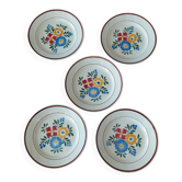 Assiettes plates série de cinq hbcm creil montereau décor cote d'argent