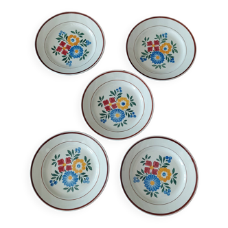 Flat plates set of five hbcm creil montereau decor cote d'argent