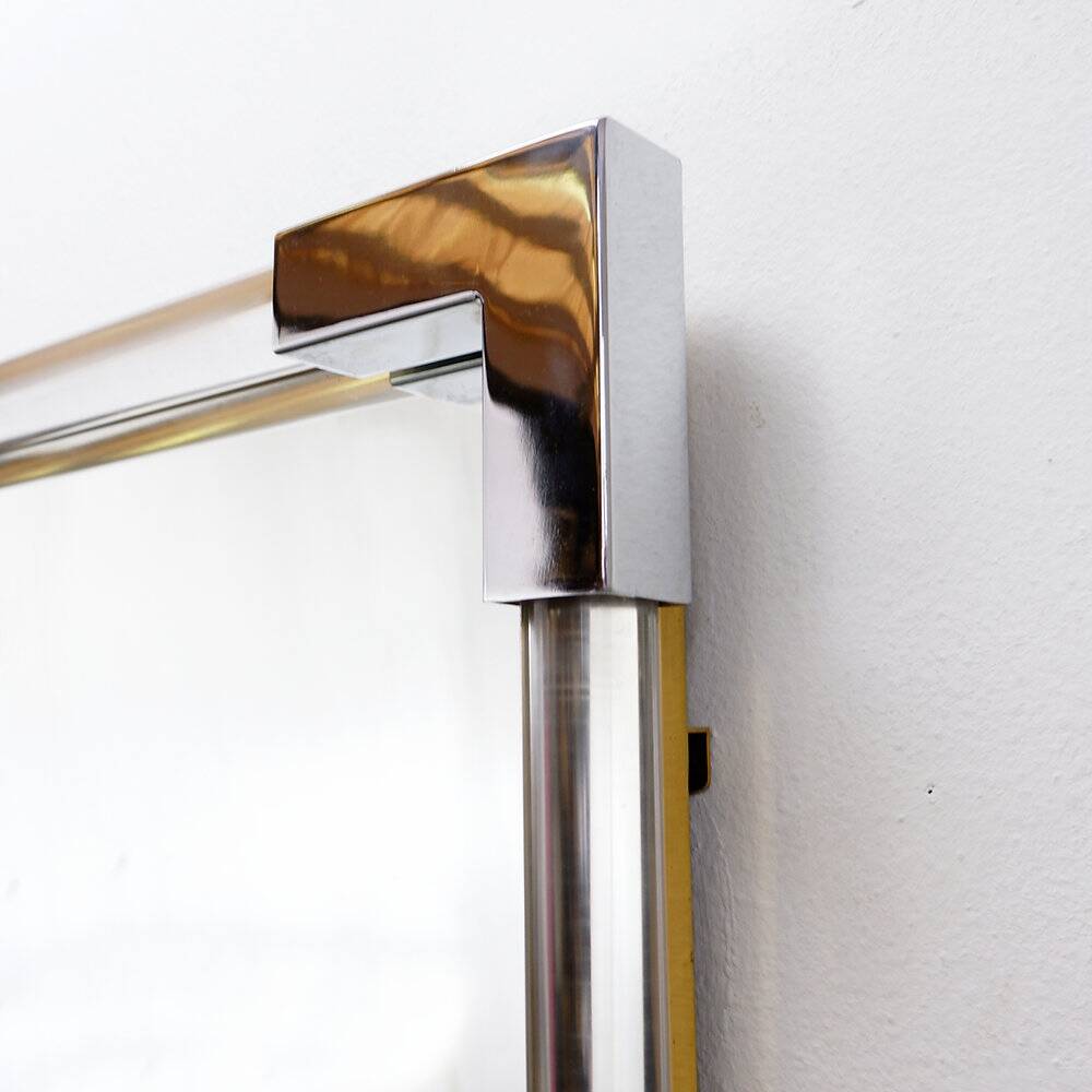 Wall mirror in lucite and chrome, 1970s