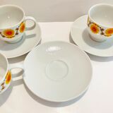 X4 porcelain cups bavaria schumann arzberg germany 70s -sun pattern-retro-kitchen
