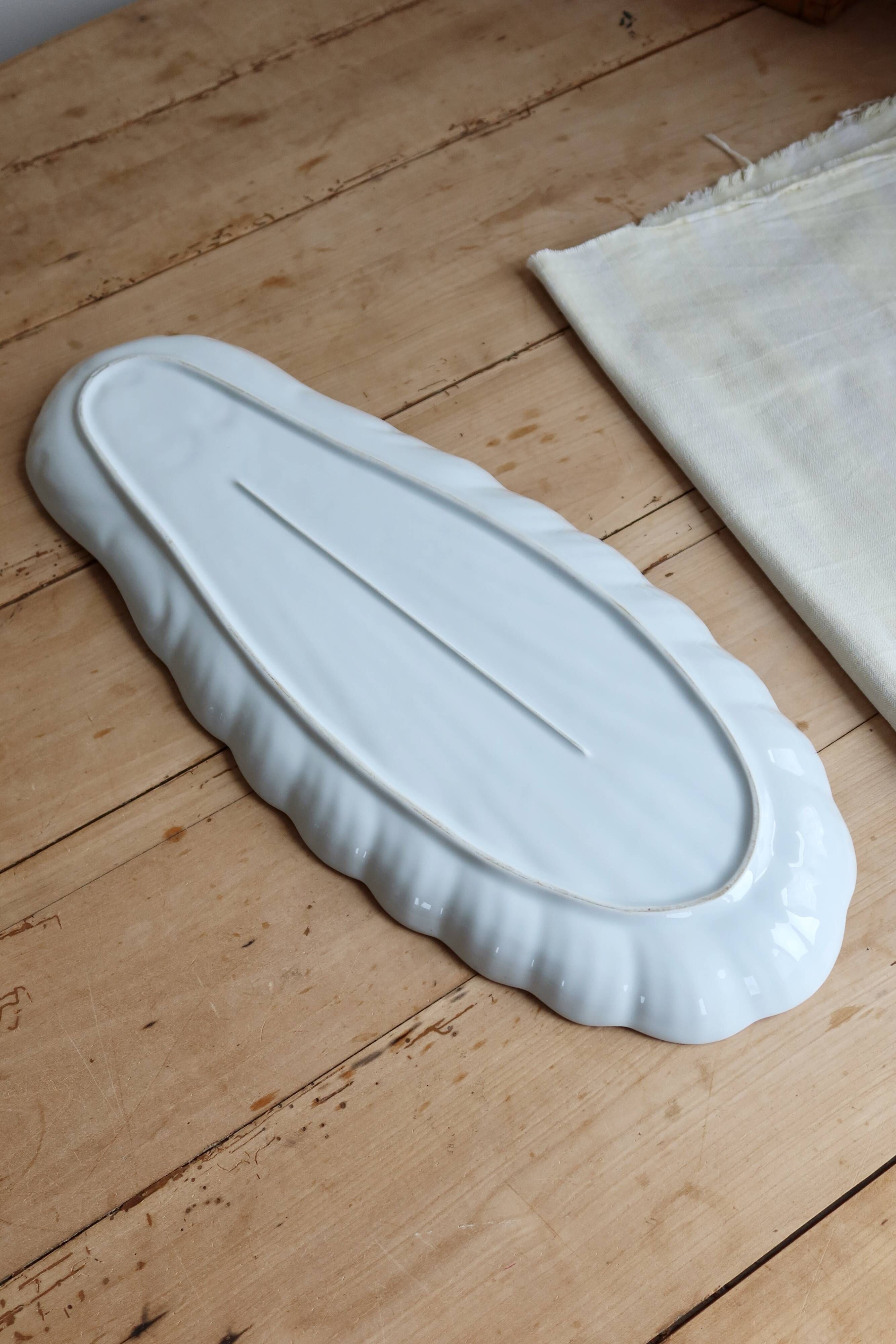 Large vintage white porcelain shell serving platter XXL