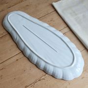 Grand plat de service coquillage XXL vintage porcelaine blanche