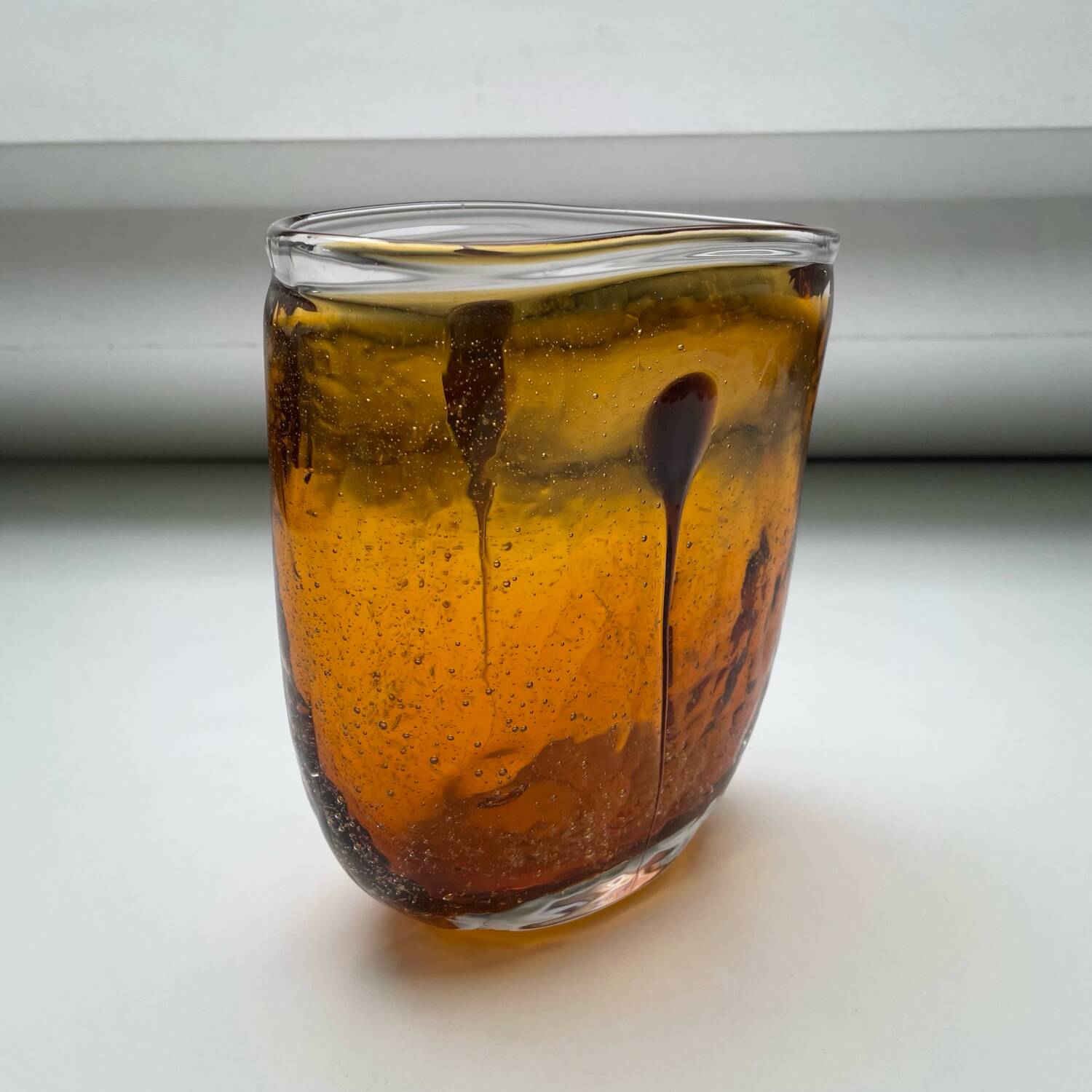 Amber blown glass vase