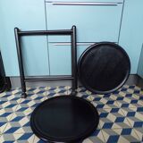 2-tray blackened wood serving trolley